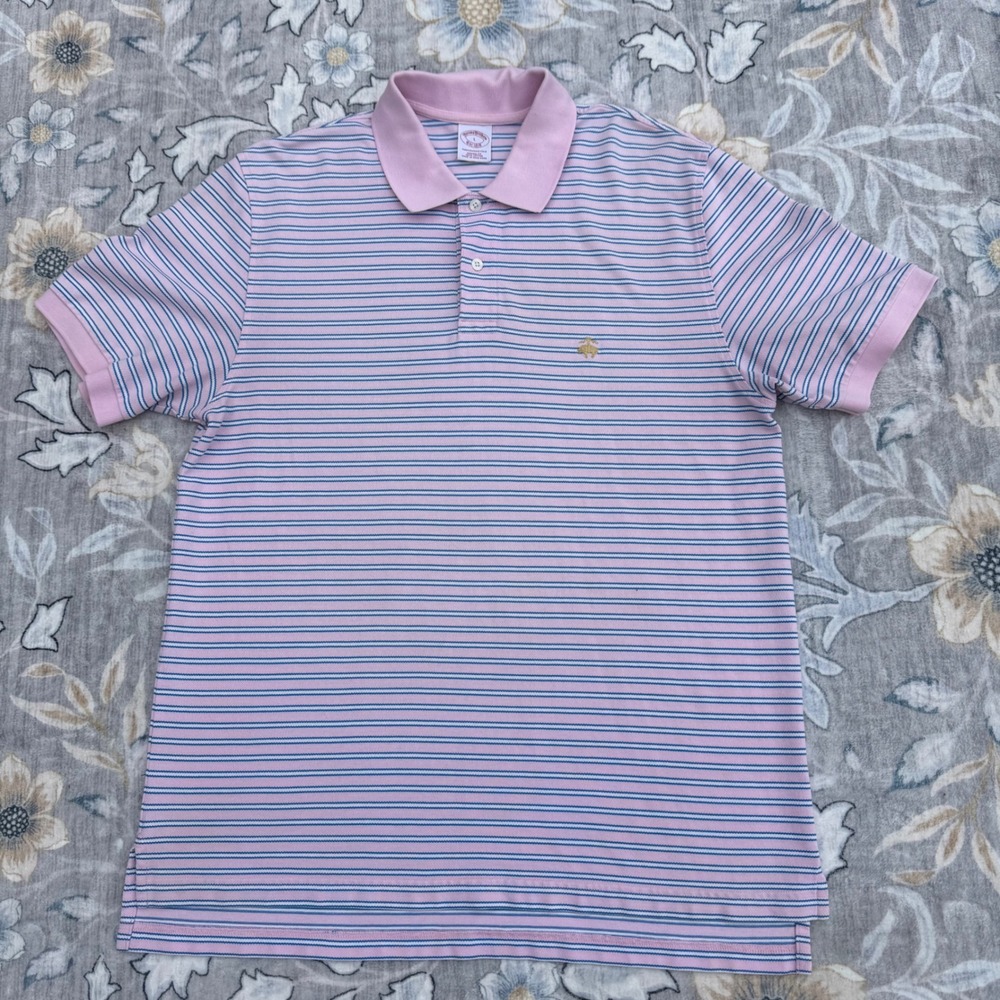 Brooks Brothers Performance Polo Shirt Mens L Striped Original Fit Golden Fleece
